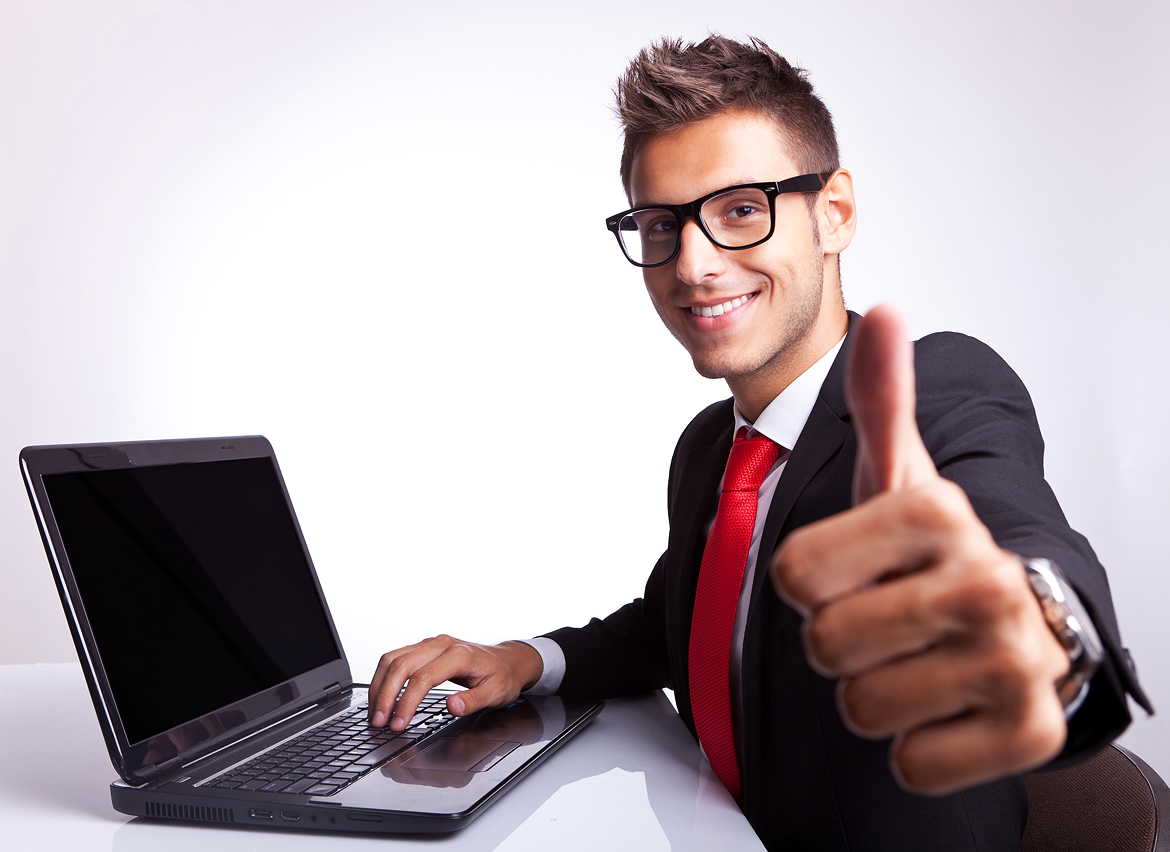 laptop thumbs up